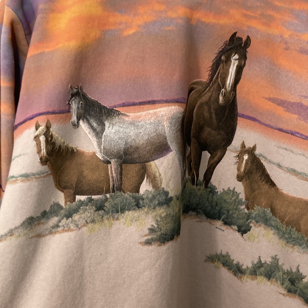 Artisan Horses Sunset Print Sweatshirt in Tan and Orange - Picture 2 of 8